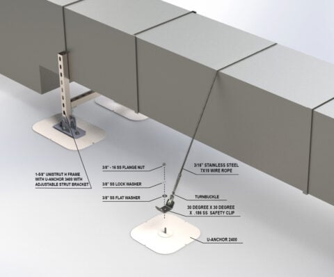 Duct with guy wire