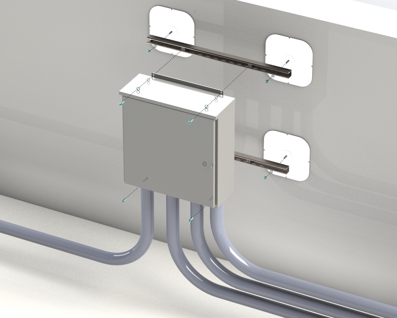 Wall Mounted Box Electrical with conduit Route